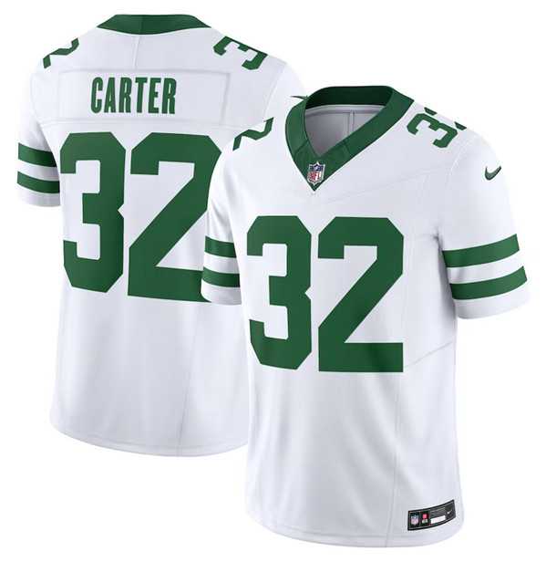 Men%27s New York Jets #32 Michael Carter White 2023 F.U.S.E. Vapor Limited Throwback Stitched Football Jersey Dzhi